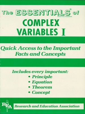 cover image of Complex Variables I Essentials